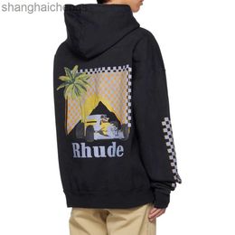 Luxury Counter Top Grade Designer Rhuder Hoodies Fashion Coconut Racing Printed Mens Womens Couples Large Casual Hooded Sweatshirt Cotton Hat with Logo