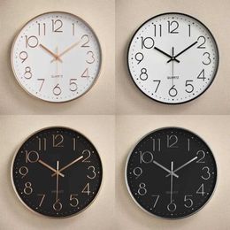 Wall Clocks 12 inch sterile watch wall clock powered by silent battery with ABS frame high-definition glass cover used for living room decoration Q240509