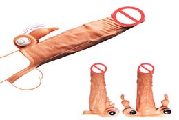 Realistic Vibrating Penis Enhancer With Ball Loop Textured Veins 30mm Solid Glans Enlargement Delay Sleeve Sex Toys For Men1665248