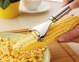 Stainless Steel Corn Stripper Fruit Vegetable Tools Cob Peeler Threshing Kitchen Gadget Cutter Slicer Ergonomic Handle C0602G5s4425501