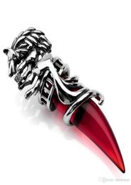 Crystal Red Blue Wolf Tooth Tribal floating charms for glass lockets Pendant Men039s Stainless Steel Pendant Necklace2702381