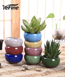 YeFine 8PCSLot IceCrack Ceramic Flower Pots For Juicy Plants Small Bonsai Pot Home and Garden Decor Mini Succulent Plant Pots 215844030