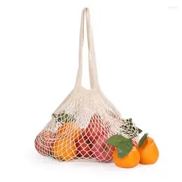 Shopping Bags 2024 Cotton Mesh Net String Bag Reusable Foldable Fruit Storage Handbag Totes Women Grocery Tote