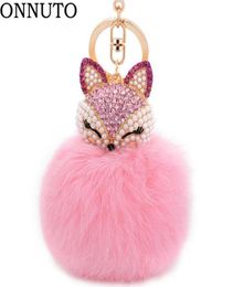 Lovely Crystal Faux Fur Keychains Women Trinkets Suspension On Bags Car Key Chain Keyrings Toy Gifts 7C03944921597