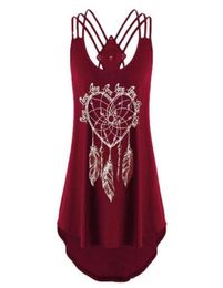 Summer top Sexy Off Shoulder Women Vest Printed Loose Allmatch Backless Spaghetti Strap Tank Top Solid Colour Feather 2205241186905