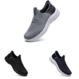 Free Shipping Men Women Running Shoes Anti-Slip Breathable Slip-On Solid Flat Soft Black Grey Deep Blue Mens Trainers Sport Sneakers GAI