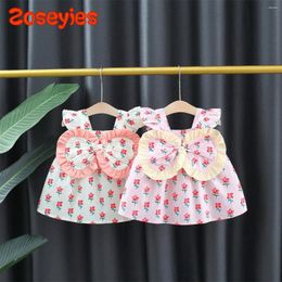 Girl Dresses Baby Girls Dress Flower Pattern Bow Lace Ruffles Sweet Princess Small Flying Sleeve Halter Birthday Party Team