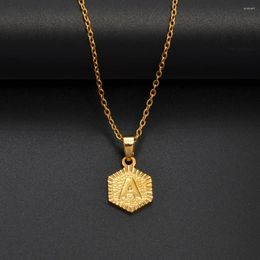 Pendant Necklaces Anniyo A-Z Letters Charm For Women Men Girls English Initial Alphabet Chains Gold Colour Jewellery #114006S