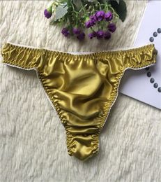 Whole Men039s 100 Silk GStrings Thongs Sexy Underwear Large Size Seamless Bikinis Panties5871778