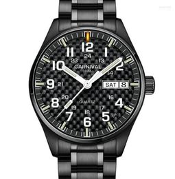 Wristwatches Carnival Top Quartz Watch Men T25 Tritium Luminous Mens Black Full Steel Waterproof Watches Relojes3183625