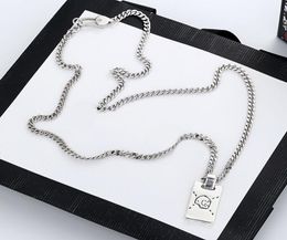 Europe America Retro Men Lady Women Silver Plated Long Chain Necklace With Engraved G Initials Skull Ghost Specter Square8855496