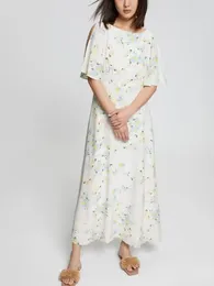 Party Dresses Women's Dress French Floral Print Split Flying Sleeve Lady Ankle Length Robe 2024 Spring Summer Elegant Female
