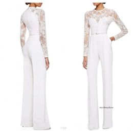 Elegant Jumpsuit Gowns Prom Long Sleeve Pant Suits Lace Mother Of The Bride Formal Evening Party Dresses 0510