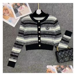 Womens Sweaters Sweater Cardigan Knitted Tops C Letter Fashion Classic Designer Embroidery Print Casual V-Neck Clothing Vintage Pure D Dhjhv