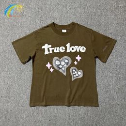 Men's T Shirts 24SS Style Is Hard To Find Foam Printing Broken Planet Shirt Men Women High Quality Cotton Brown T-Shirt Tee Tops