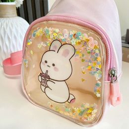 2024 New Korean Children's Change Chest Girl Cartoon Rabbit Backpack Super Cute Oil Injected Flowing Sand Bag 78% factory wholesale