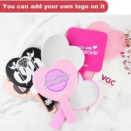 Compact Mirrors 10 custom handheld makeup mirrors compact and portable mini heart-shaped SPA salon personalized gift Q240509
