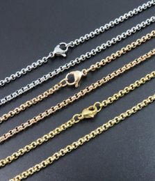 Chains Necklace Women Stainless Steel Long Men Fashion Rose Gold Chain Pearl Jewelry On The Neck Whole5288677