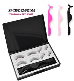 Magnetic Eyelashes 8 pcs box Fake Eye Lashes with Tweezers lash Brushes Double Magnet False Eyelashes Makeup Eyelash Extensions6525701