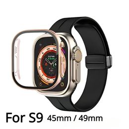 High Quality For Apple Watch Case Ultra Series 9 45MM 49MM iWatch Marine Strap Smart Watch Wireless Charging Strap Box Protective Cover Case