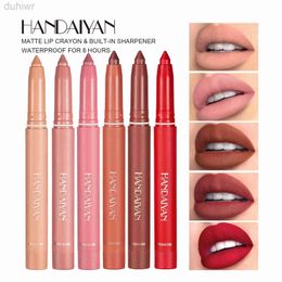 Lip Pencils Handaiyan 12 color lip liner matte waterproof velvet nude lipstick pencil sexy red brown pigment makeup lasting d240510