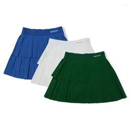 Gym Clothing Women's Golf Apparel Spring Summer Contrast Checkerboard Pleated Skirt Ladies Decorated Waist Simple