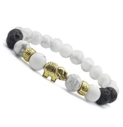 Charm Bracelets Selling Fashion Handmade Elephant 8mm White Turquoise Natural Stone Beads Bracelet7348715