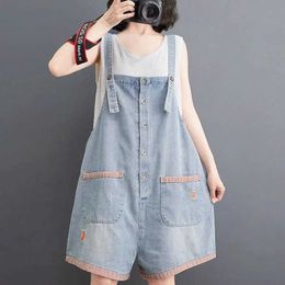 Women's Jumpsuits Rompers Denim Jumpsuits for Women Korean Style Vintage Playsuits Wide Leg Pants Loose Trousers Oversized Overalls for Women Clothes Y240510016H