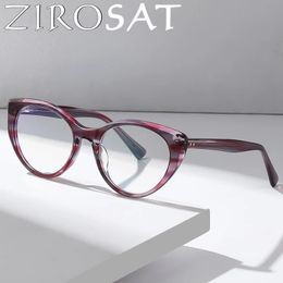 ZIROSAT 8816 Cat Eye Optical Acetate Eyeglasses Frame for Women Glasses Prescription Spectacles Full Rim 240423