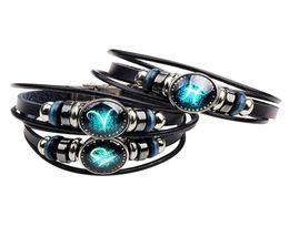 12 Constellations Bracelet for women Fashion Jewellery Leather Bracelet Men Casual Personality Zodiac Signs Punk Bracelet charm 4870852