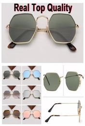 Real glass lens metal hexagonal sunglasses men womne hot HD retro round sun glasses 3556 flat gafas eyewear de sol gafas9892803