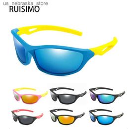 Sunglasses Childrens sports sunglasses TR90 cool outdoor protective goggles UV glasses balanced car slide sunshade childrens Q240410