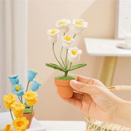 Decorative Flowers Handmade Knitted Flower For Decoration Artificial Fake Lily-of-the-valley Ins Immortal Wedding