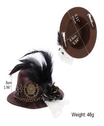 Berets Women Halloween Gothic Mini Top Hat Steampunk Gears Chain Feather Flower Lace Fascinator Hair Clip Victorian Fancy Dress Co2783481