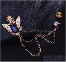 Pins Brooches Pins Bridegroom Rhinestone Chain Lapel Pin Badge Crystal Tassel Brooch Suit Jewelry Luxury Men Accessories C3 Drop D7811003