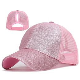 Summer Designer High Ponytail Baseball Cap Female Snap back Hat Casual Black White Pink Mesh Trucker Caps for Women