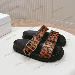 Women's Double-Strap Velvet Slide Slipper Designer Sandals Triangle Adjustable Buckle Mule Luxury Mirror Quality Lambskin Fur Sandal SLip On Platform Slider Shoes