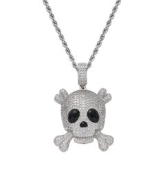 Pendant Necklaces Hip Hop Iced Out Pirate Skull Micro Pave Zircon Necklace Fashion Choker Party Jewellery GiftPendant3392307