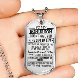 Pendant Necklaces Text Print Dog Tag Stainless Steel Necklace Anniversary Graduation Party Birthday Gift To Bonus Son