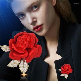 Brooches Fashion Red Rose Temperament Pin For Women Clothing Coat Jewelry Accessories
