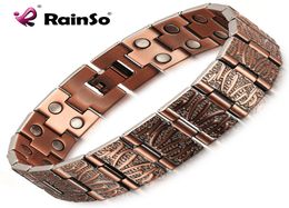 Vintage Pure Copper Magnetic Pain Relief Bracelet for Men Therapy Double Row Magnets Link Chain Homme Dropship 20215161277