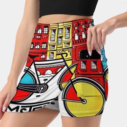 Skirts : Vintage Bicycle Advertising Print Korean Fashion Skirt Summer For Women Light Proof Trouser Holland Netherlands