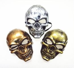 Halloween Adults Skull Mask Plastic Ghost Horror Mask Gold Silver Skull Face Masks Unisex Halloween Masquerade Party Masks Prop DB1577601