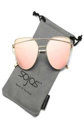 SOJOS Sunglasses Women Men Cat Eye Accessories Sun Glasses Fashion Brand New TwinBeams Pink Sun glasses oculos de sol 10015726345