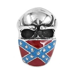 Classic American Flag Infidel Skull Ring Stainless Steel Jewellery Vintage Star Motor Biker Men Ring SWR06586740193