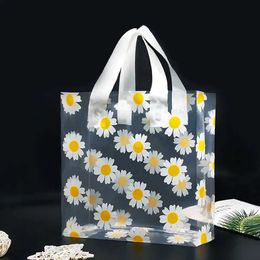 3Pcs Gift Wrap 5pcs Transparent Daisy Gift Bags Birthday Wedding Party Gift Packaging Bag Put Food Lunch Storage Bag