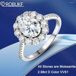 Cluster Rings 2.98cttw Full Moissanite Diamond Ring With Certificate 925 Sterling Silver Bride Wedding Engagement Band Jewelry For Women