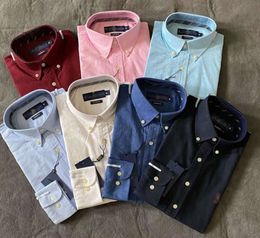 Polo Mens Fashion Cotton Oxford Textile RAF قميص طويل الأكمام ضئيلة نائمة العمل غير الرسمي للرجال النقي عالي الجودة 6811ESS