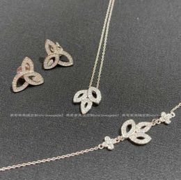 Designers jewelry HW light luxury niche high grade unique leaves diamond inlaid Necklace clavicle chain bracelet earrings234v8308089