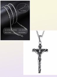 Unisex Men039s Stainless Steel Pendant Necklace Christian Cross Crucifix Jesus Patron Saint with Rolo Chain4458424